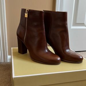 Michael Kors Leather Margaret Bootie - Dark Caramel
